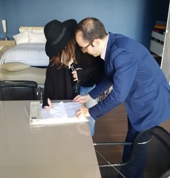 Sampedro Annette and Pedro discuss qualty, weaving techniques for linne Tings Lisbon Best hotel in Graca.jpg